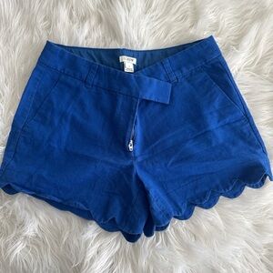 J. Crew Women's High Waist Blue Scalloped Shorts